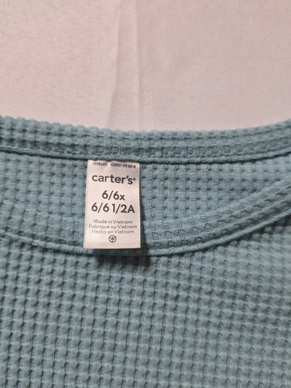 Carter's Teal Waffle Knit Long Sleeve Tee